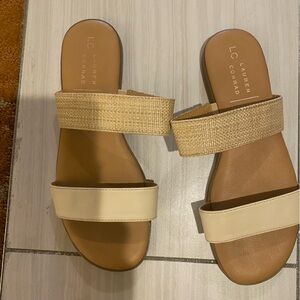 LC Lauren Conrad Women's Sunstone Slip On Sandals Natural Size:8 Medium -Kohls